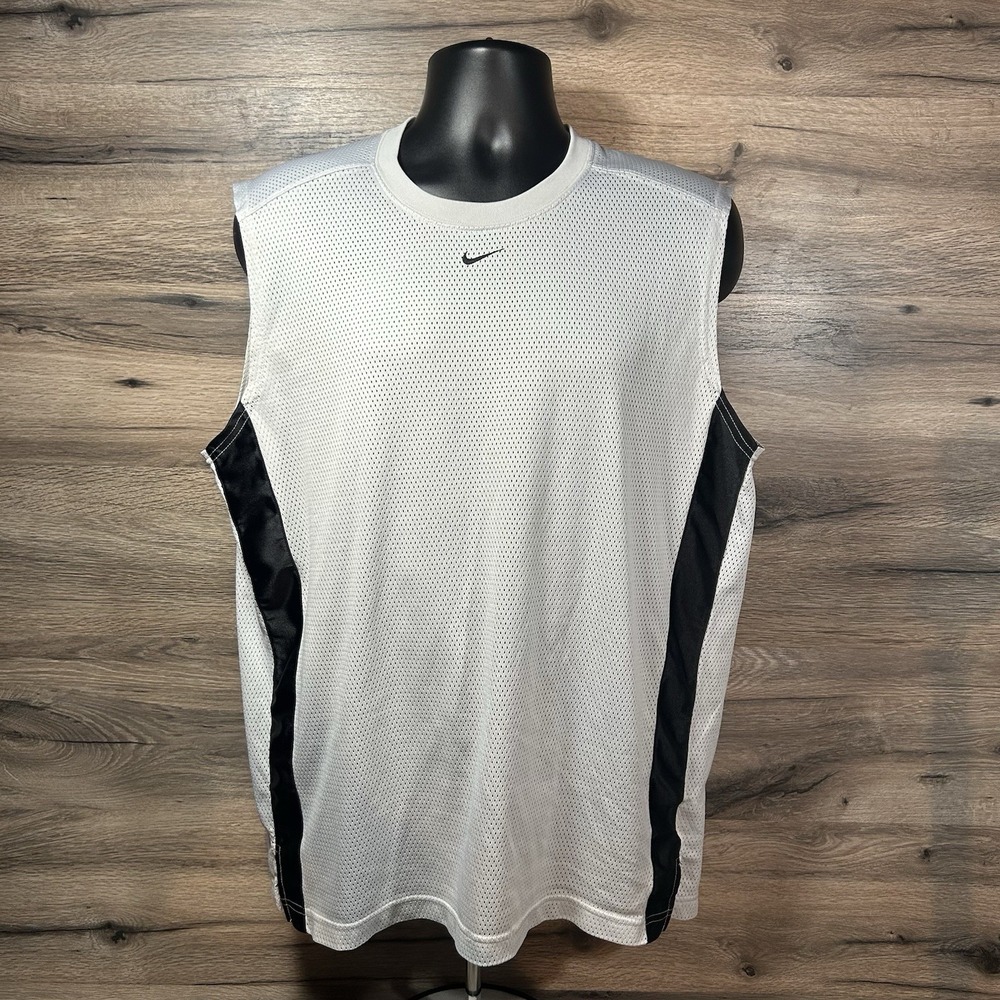 VTG Nike Basketball Jersey Mens Large Light Gray Mesh Sleeveless Tank Active
